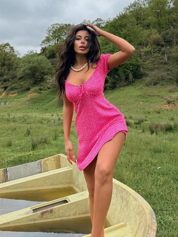 Crispy Mini Floral Dress Fuchsia