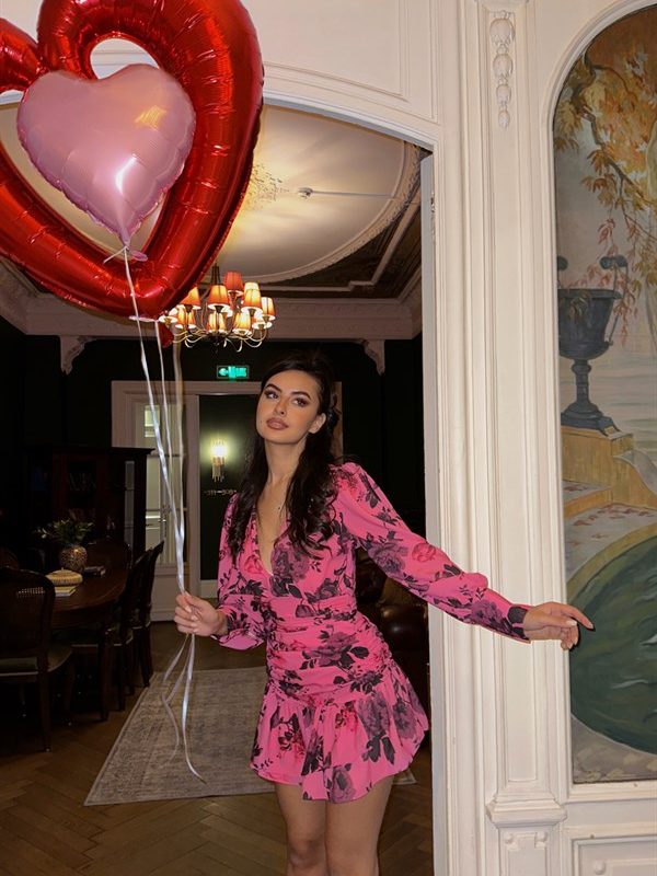 Rose Crispy Dress Fuchsia