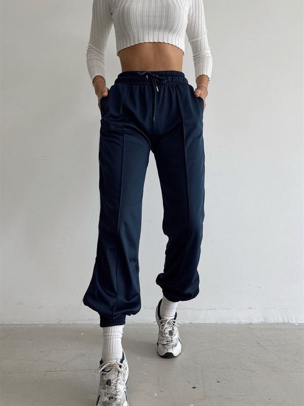 Elastic Waist Highwaist Tracksuit Navy Blue