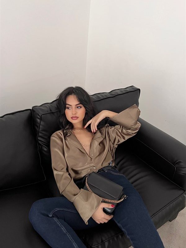 Basic Satin Shirt Brown