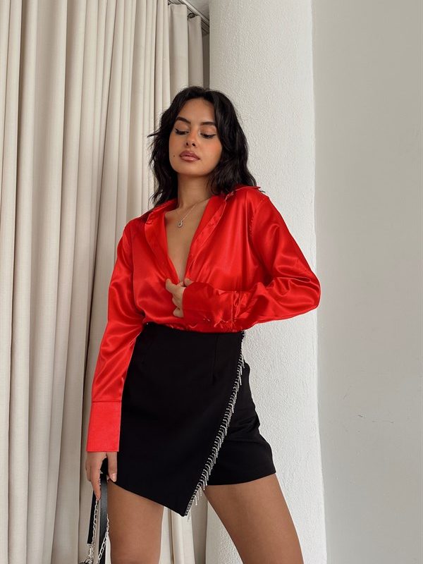 Basic Satin Shirt Red
