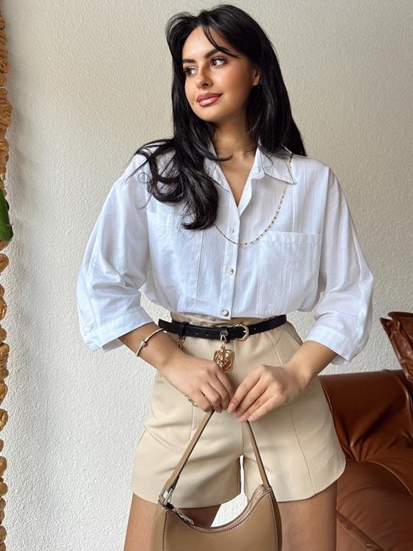 Transparent Striped Shirt White