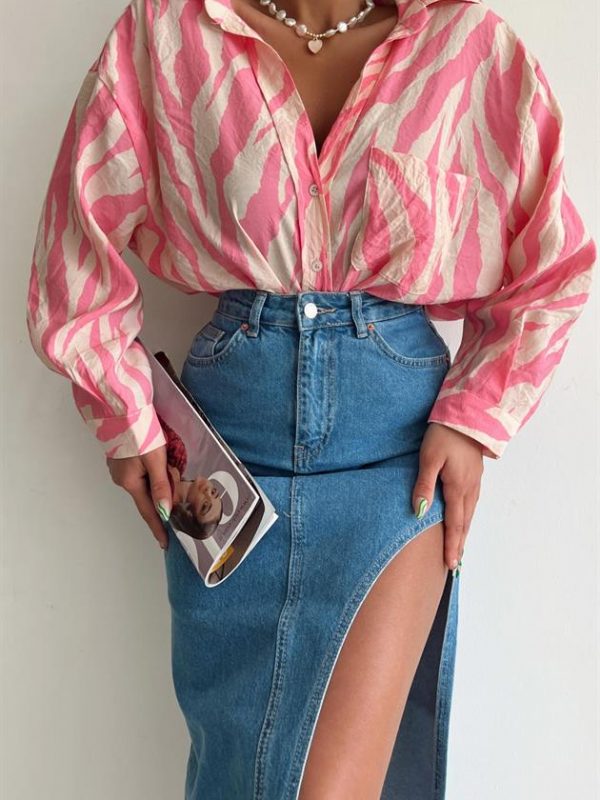 Wild Pattern Loose Shirt Pink