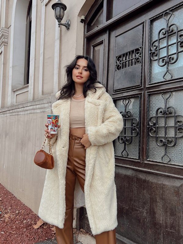 Soft Teddy Coat Stone