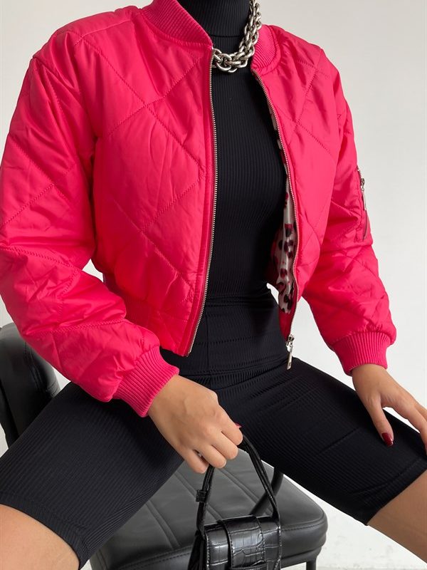 Elastic Waist Inflatable Jacket Fuchsia