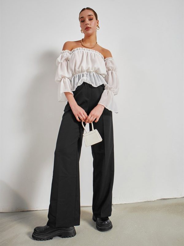Waist Pleated Trousers Black