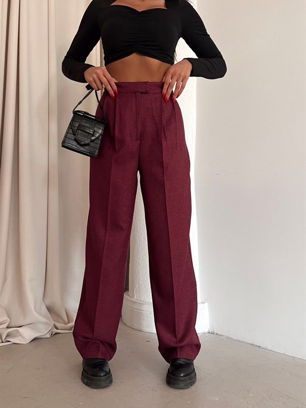 Cross Pleated Trousers Plum