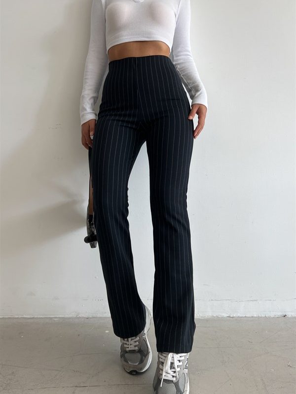 Spanish Leg Striped Trousers Navy