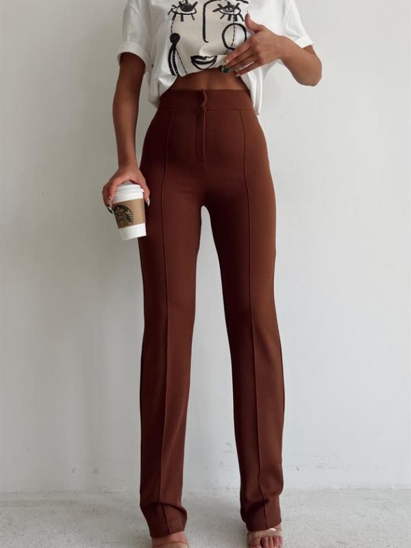 Straight Stitched Trousers Brown
