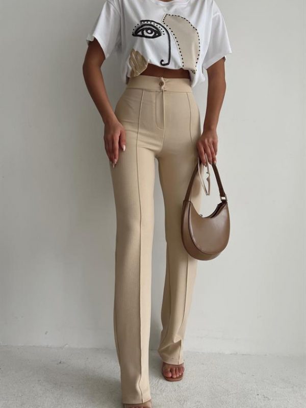 Straight Stitched Trousers Stone