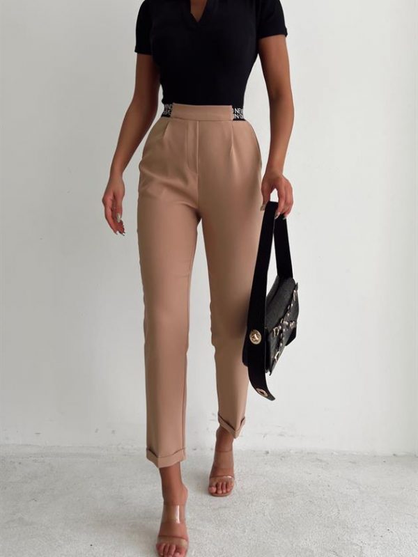 Texs Printed Carrot Pants Camel