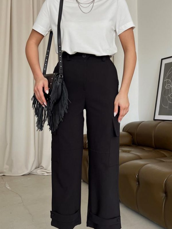 Side Pocket Detailed Trousers Black