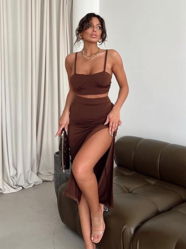 Bustier Double Suit Brown