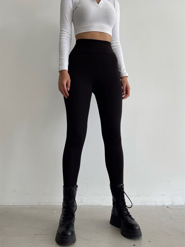 High Waist Steel Knitted Leggings Black