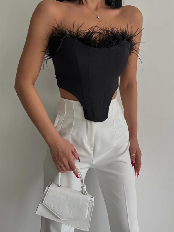 Corsage Tulle Strapless Black