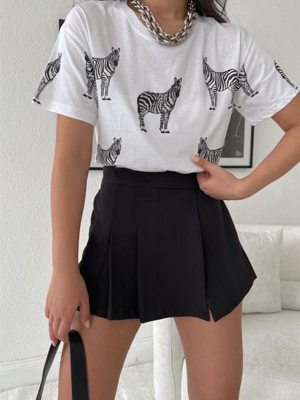 Zebra Patterned Tshirt White